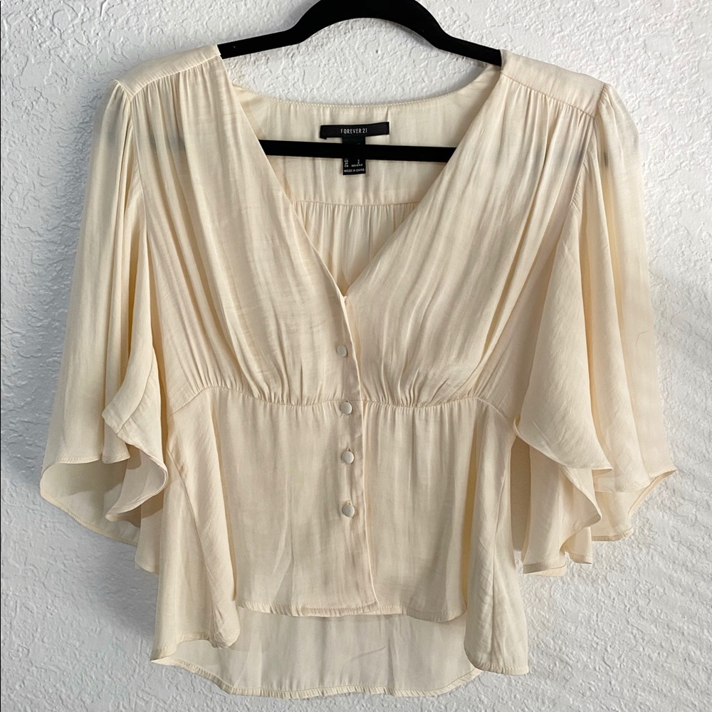 Forever 21, Sheer Buttoned Blouse, 100% Polyester